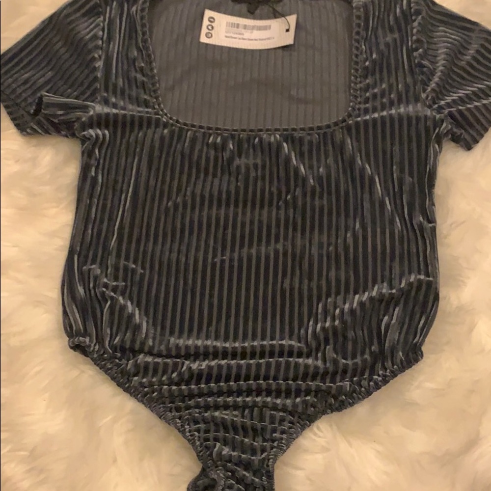 Velvet Ribbed Square Neck Bodysuit